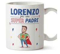 Mugffins Tazza Personalizzata in ceramica per PAPÀ/PADRE 11 oz / 350 ml - In italiano - Sei Super! - Idea regalo per compleanno, anniversario, natale