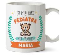 Mugffins Tazza Personalizzata in ceramica per PEDIATRA donna 11 oz / 350 ml - In italiano - Migliore del mondo - Con disegno - Idea regalo per compleanno, anniversario, natale, laurea