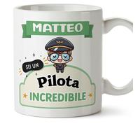 Mugffins Tazza Personalizzata in ceramica per PILOTA uomo 11 oz / 350 ml - In italiano - Sei incredibile - Kawaii - Idea regalo per compleanno, anniversario, natale, laurea