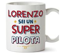 Mugffins Tazza Personalizzata in ceramica per PILOTA uomo 11 oz / 350 ml - In italiano - Sei Super - Idea regalo per compleanno, anniversario, natale, laurea