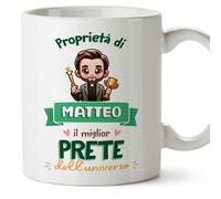 Mugffins Tazza Personalizzata in ceramica per PRETE uomo 11 oz / 350 ml - In italiano - Proprietà di - Idea regalo per compleanno, anniversario, natale, laurea