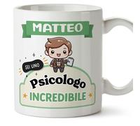 Mugffins Tazza Personalizzata in ceramica per PSICOLOGO uomo 11 oz / 350 ml - In italiano - Sei incredibile - Kawaii - Idea regalo per compleanno, anniversario, natale, laurea