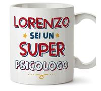Mugffins Tazza Personalizzata in ceramica per PSICOLOGO uomo 11 oz / 350 ml - In italiano - Sei Super - Idea regalo per compleanno, anniversario, natale, laurea