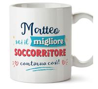 Mugffins Tazza Personalizzata in ceramica per SOCCORRITORE uomo 11 oz / 350 ml - In italiano - continua così! - Idea regalo per compleanno, anniversario, natale, laurea