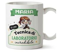Mugffins Tazza Personalizzata in ceramica per TECNICA DI LABORATORIO donna 11 oz / 350 ml - In italiano - Sei incredibile - Kawaii - Idea regalo per compleanno, anniversario, natale, laurea