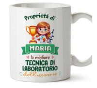 Mugffins Tazza Personalizzata in ceramica per TECNICA DI LABORATORIO donna 11 oz / 350 ml - In italiano - Proprietà di - Idea regalo per compleanno, anniversario, natale, laurea