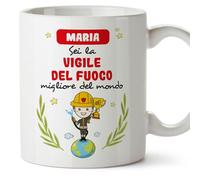 Mugffins Tazza Personalizzata in ceramica per VIGILE DEL FUOCO donna 11 oz / 350 ml - In italiano - Sei migliore del mondo - Idea regalo per compleanno, anniversario, natale, laurea