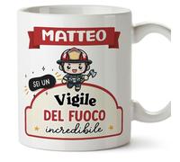 Mugffins Tazza Personalizzata in ceramica per VIGILE DEL FUOCO uomo 11 oz / 350 ml - In italiano - Sei incredibile - Kawaii - Idea regalo per compleanno, anniversario, natale, laurea