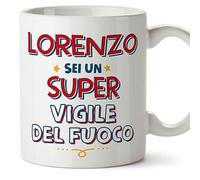 Mugffins Tazza Personalizzata in ceramica per VIGILE DEL FUOCO uomo 11 oz / 350 ml - In italiano - Sei Super - Idea regalo per compleanno, anniversario, natale, laurea