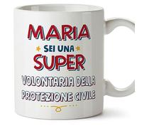 Mugffins Tazza Personalizzata in ceramica per VOLONTARIA DELLA PROTEZIONE CIVILE donna 11 oz / 350 ml - In italiano - Sei Super - Idea regalo per compleanno, anniversario, natale, laurea
