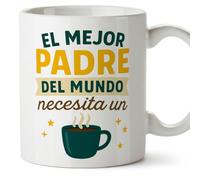 Mugffins tazza regalo papà | con frase El mejor padre del mundo necesita un café in Spagnolo 330 Ml/11 oz | Papá y mamá v1.3MA