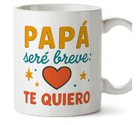 Mugffins tazza regalo papà | con frase Papá seré breve: te quiero in Spagnolo 330 Ml/11 oz | Papá y mamá v1.1MA