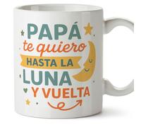 Mugffins tazza regalo papà | con frase Papá te quiero hasta la luna y vuelta in Spagnolo 330 Ml/11 oz | Papá y mamá v1.3MA