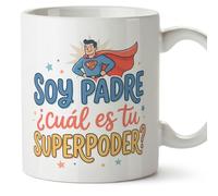 Mugffins tazza regalo papà | con frase Soy padre ¿cuál es tu superpoder? in Spagnolo 330 Ml/11 oz | papi mami v4