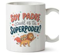 Mugffins tazza regalo papà | con frase Soy padre ¿cuál es tu superpoder? in Spagnolo 330 Ml/11 oz | papi mami v2