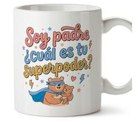 Mugffins tazza regalo papà | con frase Soy padre ¿cuál es tu superpoder? in Spagnolo 330 Ml/11 oz | papi mami v1