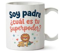 Mugffins tazza regalo papà | con frase Soy padre ¿cuál es tu superpoder? in Spagnolo 330 Ml/11 oz | papi mami v3