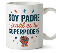 Mugffins tazza regalo papà | con frase Soy padre ¿cuál es tu superpoder? in Spagnolo 330 Ml/11 oz | progenitores v6