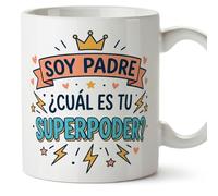 Mugffins tazza regalo papà | con frase Soy padre ¿cuál es tu superpoder? in Spagnolo 330 Ml/11 oz | progenitores v2