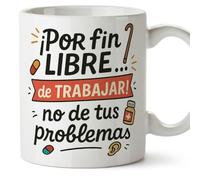 Mugffins tazza regalo pensione divertente simpatica | ¡Por fin libre!… de trabajar, no de tus problemas en Spagnolo | 330 Ml 11 oz | jubilacion v1