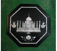 Mughal Art Intarsio tavolo per la casa e l'hotel, 61 x 61 cm, tavolino da caffè in marmo nero con look di lusso, tavolo angolare in marmo fatto a mano