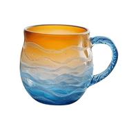 Mughea Di Tramonto In Glass Di Mare, Cups D'acqua In Resina Con Manico Design Del Mare Al Tramonto, Cups Di Tè A Tema In Spiaggia Blu, Cup Di Onde Oceaniche, Colorato Interno Bevande Per Caffè