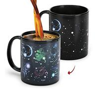 MUGKISS tazza cambia colore 11oz, ceramica riscaldata delicata novità tazza da caffè, tazze a 12 stelle, regali spaziali, tazze divertenti per uomini, compleanni, Halloween.