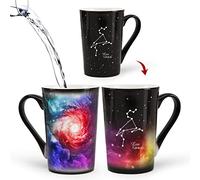 Mugkiss, Tazza in ceramica cambiacolore col calore, motivo segno zodiacale leone e cielo stellato, 0,3 l, regalo magico per feste e compleanno, per nati in luglio-agosto