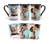 MUGKISS Tazza personalizzata, Tazze personalizzate che cambiano colore, Tazza di caffè magica con foto, immagine, nome, testo, regali per lui, lei (3 Collage Images)