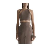 Mugler, ,Tops ,Donna ,Marrone ,2XS Asymmetric Cropped Top