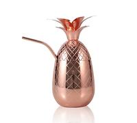 MUGLIO Tazza da cocktail Moscow Mule a forma di ananas da cocktail in rame da 473,6 ml, tazza da caffè e latte, con coperchio, accessori per bar con cannuccia