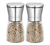 Mugnaio per spezie: per pepe manuale, bottiglia per macinare in acciaio inossidabile | Set di mulini da cucina ricaricabili da 2 pezzi, strumento di condimento portatile, shaker