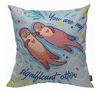 Mugod Federa per cuscino con lontra con scritta "You Are My Significant Funny Cartoon Lontere in The See" per uomo e donna, decorativa, per casa, divano, sedia, 45 x 45 cm, 45 x 45 cm