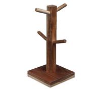 Mugs Holder Cup Drain Rack, Cup Drying Rack, Wood 4 Cups Hooks Drying Holder Tree Stand, Mugs Organizer for Kitchen Countertop