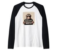 Mugshot Style Art Scimmia Occhiali Da Sole Scimmie Maglia con Maniche Raglan