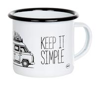 MUGSY Tazza smaltata con motivo autobus e scritta KEEP IT SIMPLE, idea regalo, leggera e robusta, 300 ml