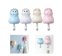 MUGUOY 4 Pz Gancio autoadesivo simpatico gatto,Gancio da parete creativo per gatti,Pop-up induzione di gravità Ganci Decorativi per Appendere Chiavi,Borse,Asciugamani,Cappelli.