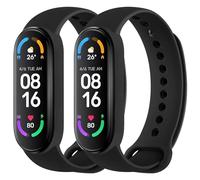 Mugust 2 Pezzi Cinturino per Xiaomi Mi Band 5/ Mi Band 6/Amazfit Band 5, Cinturino Silicone di Morbido Traspirante di Colorati Solo per Xiaomi Mi Band 6/5, Amazfit Band 5 (Nero+Nero)