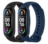 Mugust 2 Pezzi Cinturino per Xiaomi Mi Band 5/ Mi Band 6/Amazfit Band 5, Cinturino Silicone di Morbido Traspirante di Colorati Solo per Xiaomi Mi Band 6/5, Amazfit Band 5 (Nero+Blu scuro)