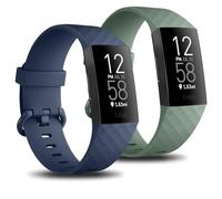 Mugust Confezione da 2 cinturini di ricambio compatibili con Fitbit Charge 3/Fitbit Charge 4, morbidi cinturini sportivi per donne e uomini, taglia S e L, Blu scuro/Avocado, L 7.1" -8.7"