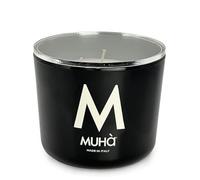 MUHA' | Candela Profumata in Vetro Nero, Fragranza Legni e Tè, Profumatore per Ambienti, Formato da 500 Gr