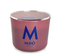 MUHA' | Candela Profumata in Vetro Rosa, Fragranza Lino e Cotone, Profumatore per Ambienti, Formato da 500 Gr