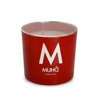MUHA' | Candela Profumata in Vetro Rosso, Fragranza Arancio e Cannella, Profumatore per Ambienti, Formato da 270 Gr