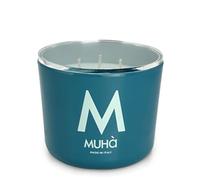 MUHA' | Candela Profumata in Vetro Turchese, Fragranza Menta e Sandalo, Profumatore per Ambienti, Formato da 500 Gr