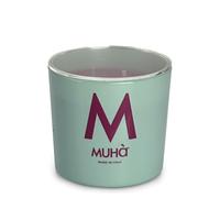 MUHA' | Candela Profumata in Vetro Verde Acqua, Fragranza Cuoio e Frutti, Profumatore per Ambienti, Formato da 270 Gr