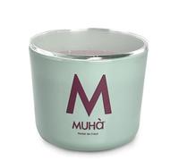 MUHA' | Candela Profumata in Vetro Verde Acqua, Fragranza Cuoio e Frutti, Profumatore per Ambienti, Formato da 500 Gr