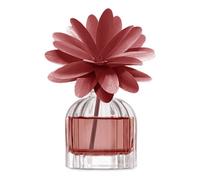 Diffusore di Profumo di Muhà da 60ml. Flower Diffuser Realizzato in Vetro e Legno, Dimensioni: 118x139x152 mm. Oggetto di Colore Rosso e frangranza: Arancio e Cannella. La referenza è h01