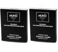 MUHA' | Profumatore Auto Ricarica, Fragranza Acqua e Sale, Rilascio Graduale di Profumo (Confezione da 2)