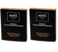MUHA' | Profumatore Auto Ricarica, Fragranza Cedro e Bergamotto, Rilascio Graduale di Profumo (Confezione da 2)