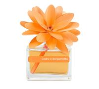 MUHA' | Profumatore per ambienti Flower Diffuser, Fragranza Cedro e Bergamotto, Diffusore Ambiente con Fiore in Legno di Betulla, Formato da 30 ml